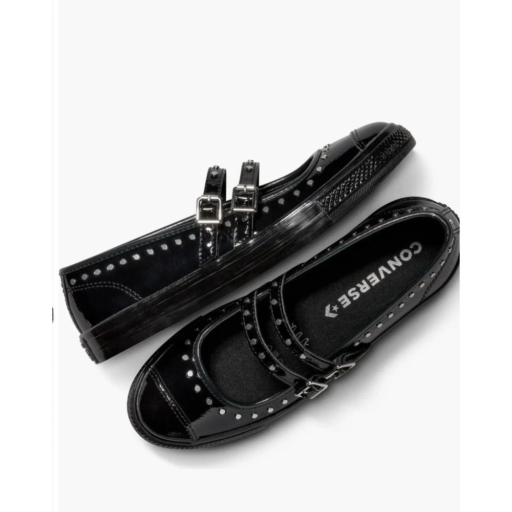 Converse Chuck Taylor Dainty Mary Jane Women 8.5 Black Studded Patent A14799C
